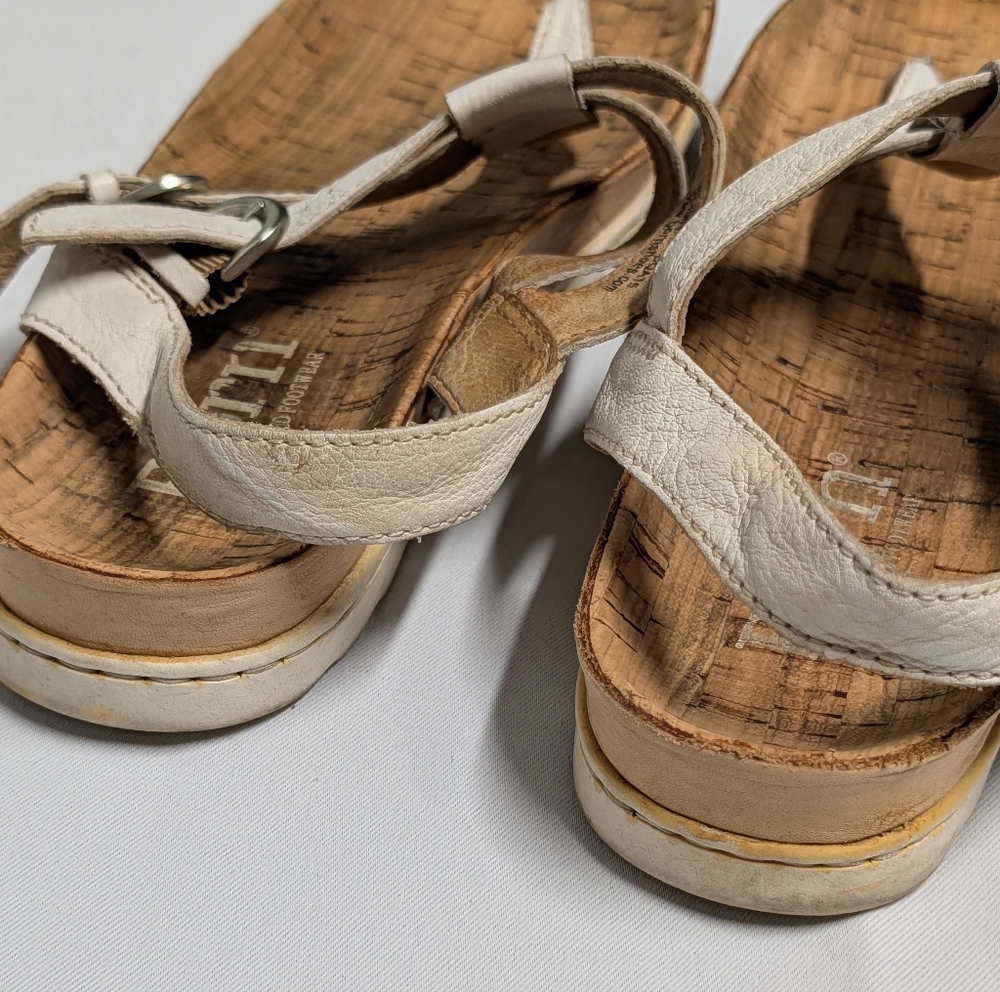 Born White Leather+ Cork Thong Sandals Size 9 - Picture 12 of 13